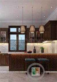 Thiết kế nội thất phòng bếp biệt thự gỗ việt