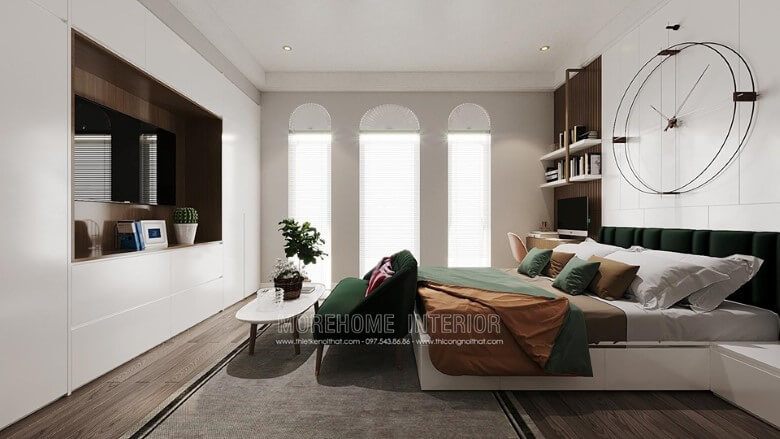 Mẫu thiết kế tủ quần áo hiện đại có màu trắng đẹp tinh tế.