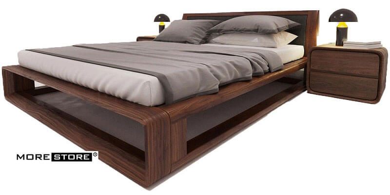 Mẫu giường ngủ gỗ óc chó cao cấp của MoreHome - MHG 00006 được ưa chuộng bởi thiết kế hiện đại.