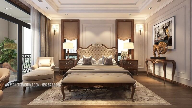 Giường ngủ gỗ óc chó tại Hà Nội được đánh giá là đẹp và đắt tiền, đặc biệt là những mẫu dành cho biệt thự.